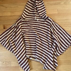 Billabong Cardigan Hooded Poncho‎ Size Large Stripe Hoodie Knit Striped